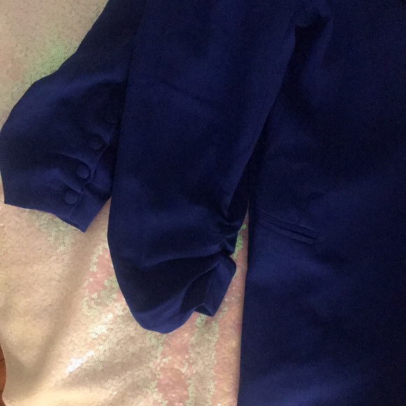 Blue Open Blazer with ruched sleeve detail - Picture 3 of 5